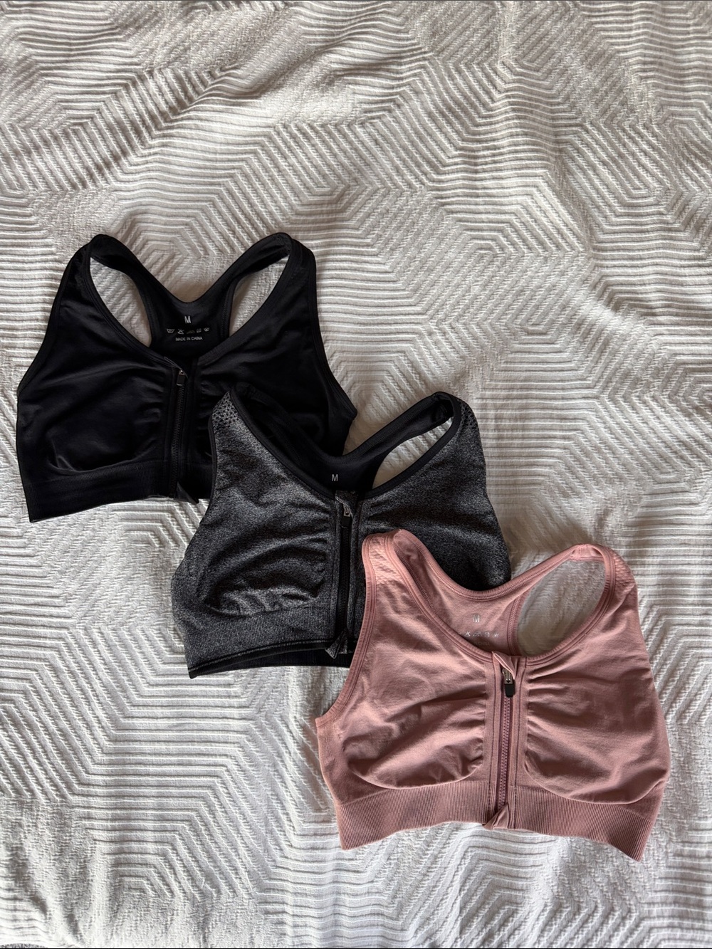 Lot of 3 Zip-Front Sports Bras